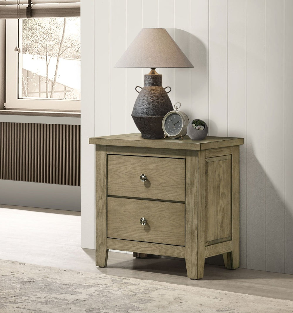 English Elm 2-drawer White Gloss Nightstand with Usb Charging Ports and Geometric Drawer Fronts B016P453621