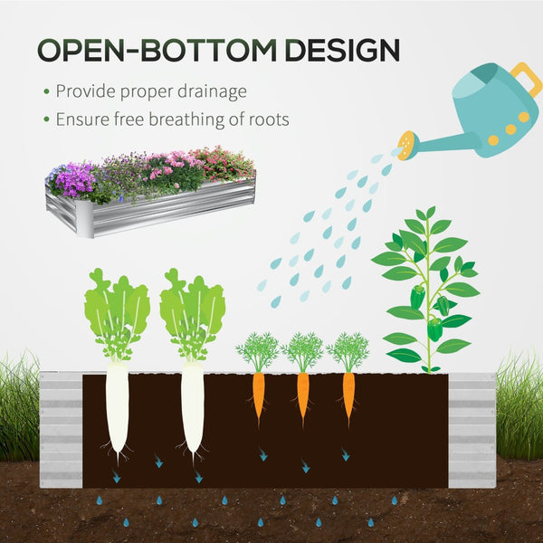 English Elm Outsunny Galvanized Steel Raised Garden Bed with Pvc Greenhouse Cover and Ventilation W2225P217646