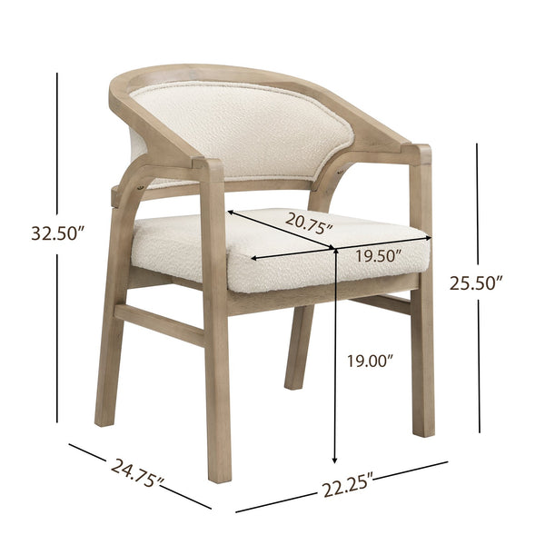 English Elm Christopher Knight Home® - Wooden Modern Dining Chair with Ergonomic Curved Back and Bouclé Upholstery, Solid Rubberwood Craftsmanship Beige,Natural N771P346814A