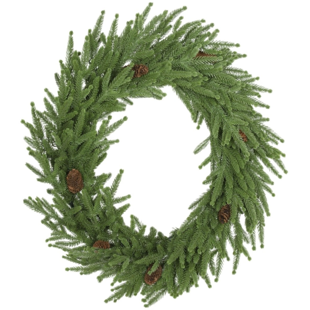 English Elm Christmas Norfolk Pine Artificial Wreath with Pe Tips and Cones for Doors T3971P396308