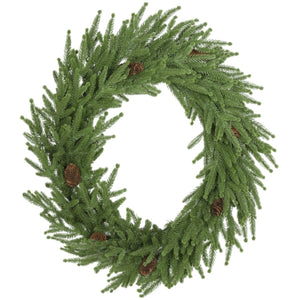 English Elm Christmas Norfolk Pine Artificial Wreath with Pe Tips and Cones for Doors T3971P396308