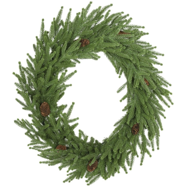 English Elm Christmas Norfolk Pine Artificial Wreath with Pe Tips and Cones for Doors T3971P396308