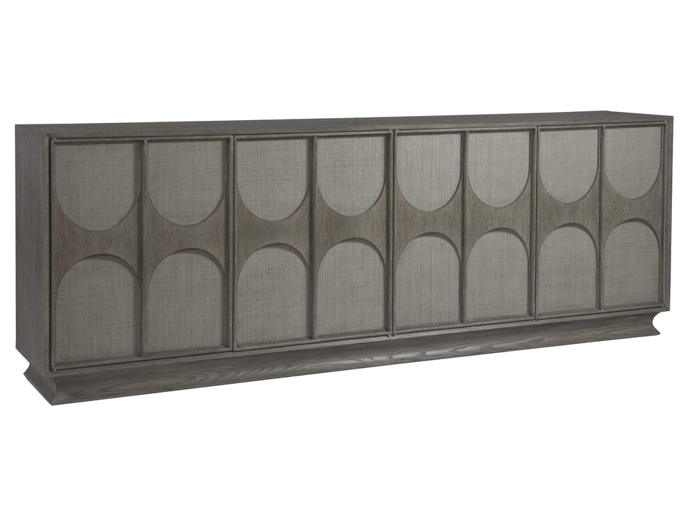 Lexington Artistica Home Monstuart Long Media Console: Exquisite Mid-century Modern Credenza With Custom Storage Solutions Gray Wood 2150-907