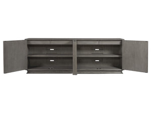 Lexington Artistica Home Monstuart Long Media Console: Exquisite Mid-century Modern Credenza With Custom Storage Solutions Gray Wood 2150-907
