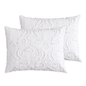 English Elm Rhapsody 6-Piece King Comforter Cover Set In Crisp White - Soft Cotton, Elegant Design & Easy Care B340P341968-GIGA