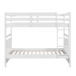 English Elm Bunk Bed Twin Over Solid Wood Frame with Guard Rails for Kids Shared Rooms White B011S02320
