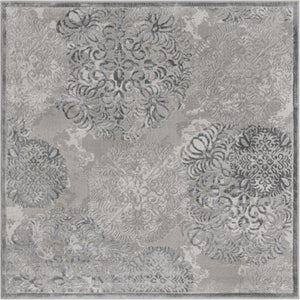 Unique Loom Aberdeen Chatsworth Machine Made Polka Dots Rug Gray, Ivory 5' 3" x 5' 3"