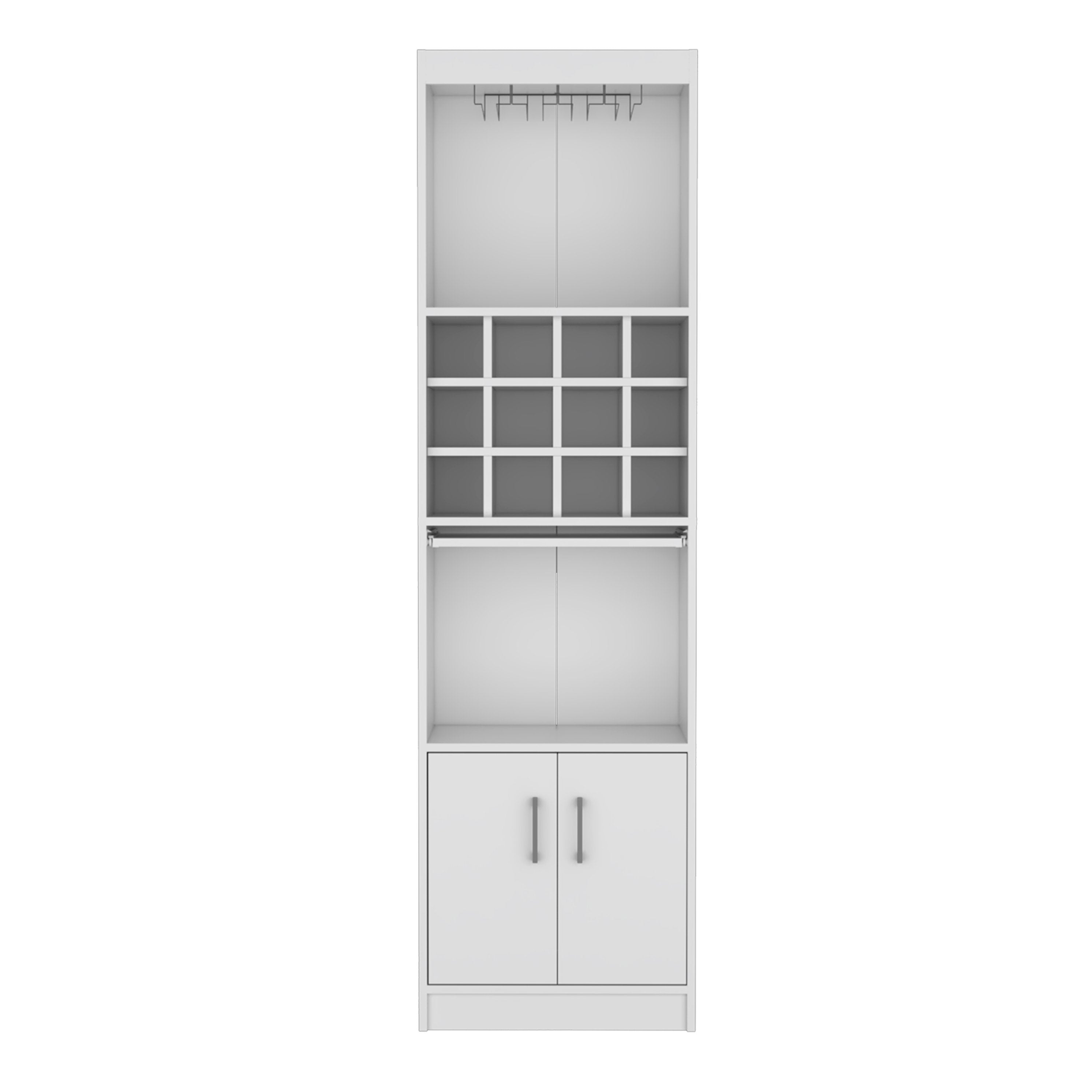 Kevil Kevil 71-Inch Tall Bar Cabinet With 12-Bottle Cubbies, Stemware Rack,