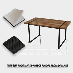 English Elm 59" Industrial Dining Set with Suede Chairs Matte Metal Base Mdf Table Seats Four Brown Grey W2189S00933