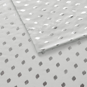 JLA Home Intelligent Design - Printed Sheet Set Metallic Dot Ikat Microfiber Sheets — Ultra-Soft, OEKO‑TEX Certified, Fits 16" Mattresses Grey/Silver ID20-1740