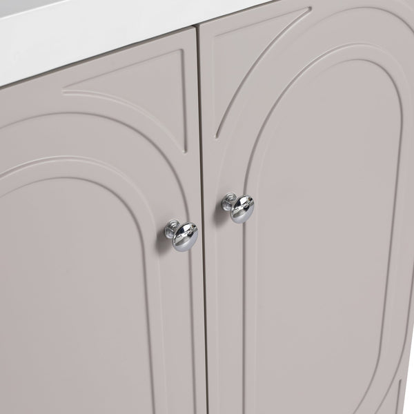 English Elm 30" Freestanding 30" Freestanding Bathroom Vanity with White Resin Sink, Soft-Close Doors, 3 Handles, Adjustable Shelf, Eco Plywood Finish W999S00335