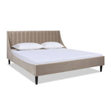 English Elm Aspen Vertical Tufted Headboard Platform Bed Set, King, Mink Beige Performance Velvet