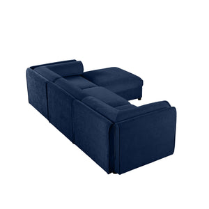 English Elm Elegant Blue Chenille Sectional Sofa With Hidden Storage, Ergonomic Support, And Modular Design W714S01050