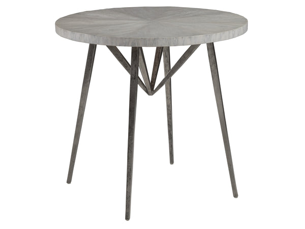 Lexington Artistica Home Alfie Round End Table - Unique Handcrafted Design With Antique Iron Base And Elegant Mahogany Top Creamy White Wood 2154-953