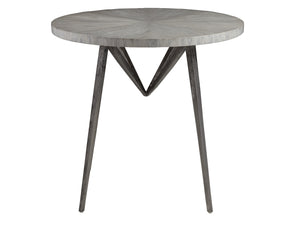 Lexington Artistica Home Alfie Round End Table - Unique Handcrafted Design With Antique Iron Base And Elegant Mahogany Top Creamy White Wood 2154-953
