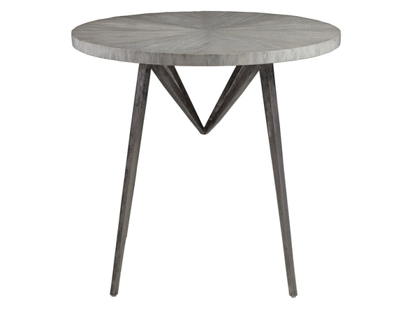 Lexington Artistica Home Alfie Round End Table - Unique Handcrafted Design With Antique Iron Base And Elegant Mahogany Top Creamy White Wood 2154-953