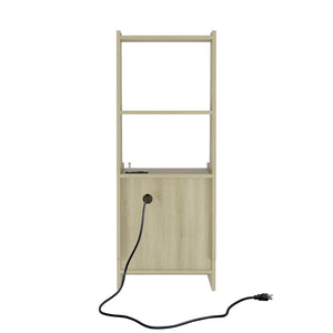 English Elm Nightstand Wood Bedside Tower with Built-in Charging Usb Ports and Voice Light W1321P352105