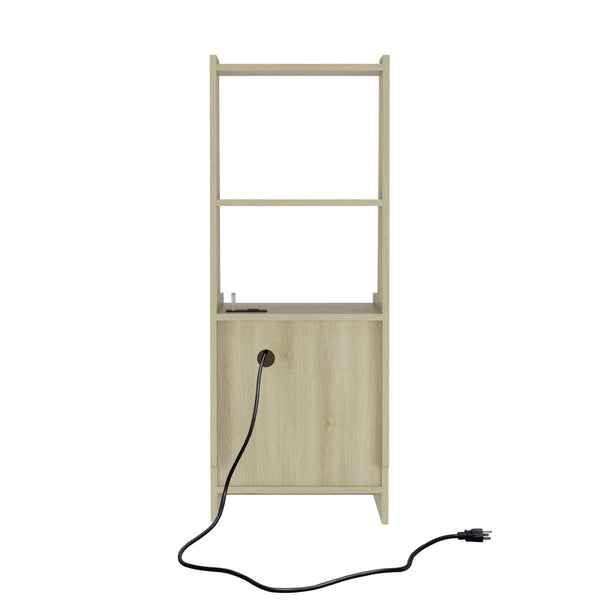 English Elm Nightstand Wood Bedside Tower with Built-in Charging Usb Ports and Voice Light W1321P352105