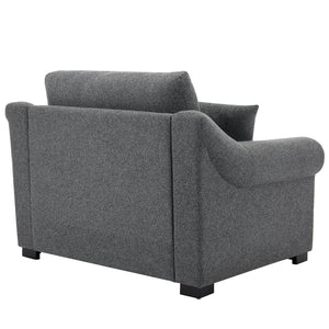 English Elm Modern Oversized Chenille Armchair with Wide Armrests, Removable Covers, Sturdy L-Shape Legs for Cozy Lounging Grey 38.5 L x 28 W x 15.75 H BS701P188662G