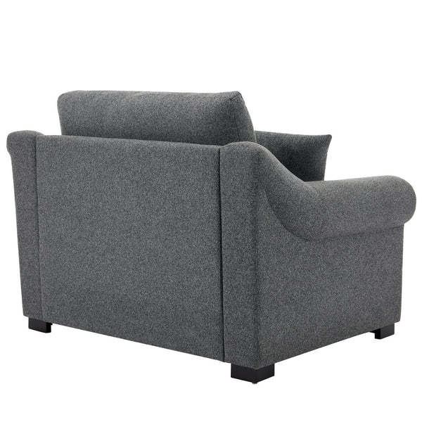 English Elm Modern Oversized Chenille Armchair with Wide Armrests, Removable Covers, Sturdy L-Shape Legs for Cozy Lounging Grey 38.5 L x 28 W x 15.75 H BS701P188662G
