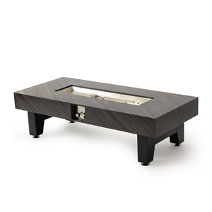 English Elm 54_inch Iron Fire Pit Table Stone Finish with Stainless Burner, Propane Powered, Spacious Patio Centerpiece Black W3131P277181