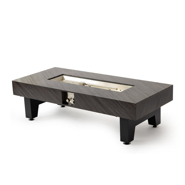 English Elm 54_inch Iron Fire Pit Table Stone Finish with Stainless Burner, Propane Powered, Spacious Patio Centerpiece Black W3131P277181