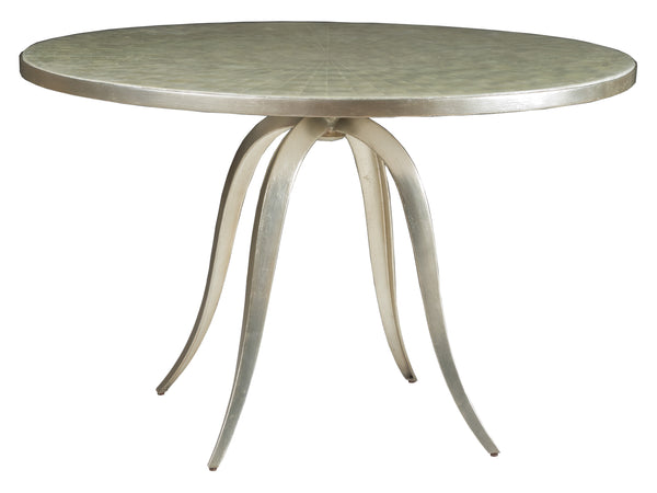 Lexington Artistica Home Capiz Round Dining Table - Stunning Art Deco Design With Unique Capiz Shell Inlay And Foil Finish Champagne Wood 2155-870c