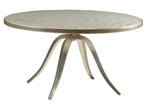 Lexington Artistica Home Capiz Round Cocktail Table – Art Deco-inspired Design With Capiz Shell Inlay And Iron Base Finish Champagne Wood 2155-943