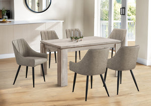 English Elm Dining Table Taupe 60" Reclaimed Wood Look Rectangular Seating for 6 Thick Block Legs Modern Durable Stylish B2710P286987