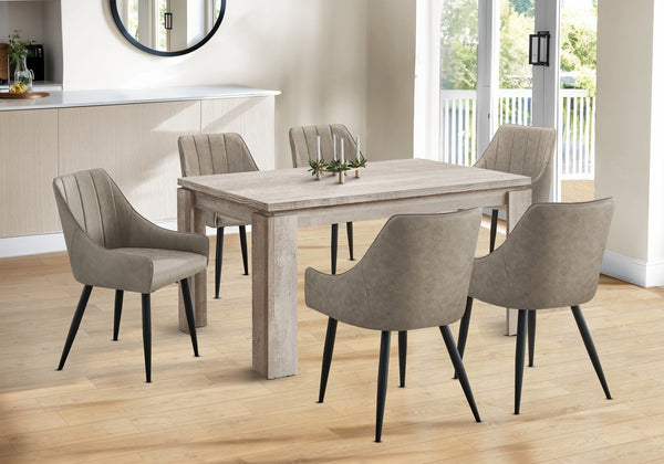 English Elm Dining Table Taupe 60" Reclaimed Wood Look Rectangular Seating for 6 Thick Block Legs Modern Durable Stylish B2710P286987