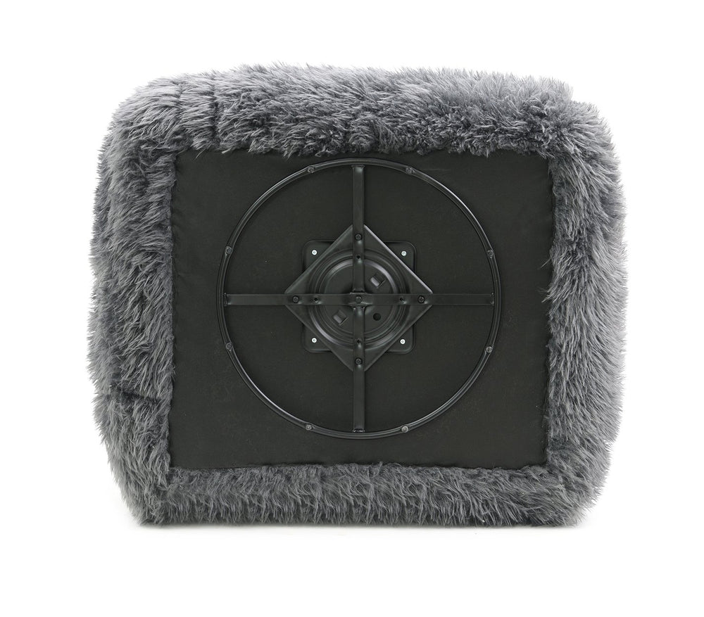 English Elm Dark Dark Gray Faux‑Fur Swivel Chair 43.3"W Contemporary Plush Accent Seat with Cozy Rounded Design B2741P396704