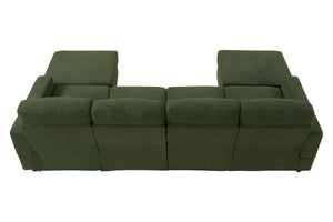 English Elm 98.8" Corduroy U-shaped Sectional with Modular Ottomans and Dense Foam for Family Rooms Green W5515S00031