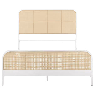 English Elm Randall White Coastal Open Cane Queen Bed with Metal Frame, Rounded Corners & Breezy Island Charm B062P378328