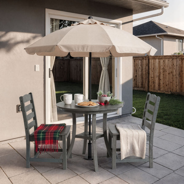 English Elm 3-Piece HDPE Outdoor Dining Set with Round Table and 2 Armless Chairs, Weatherproof Compact Bistro Gray W3566S00018