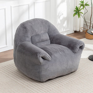 English Elm Bean Bag Chair – Plush Faux Fur Floor Sofa With Back Support For Ultimate Comfort In Any Room W2200P326889