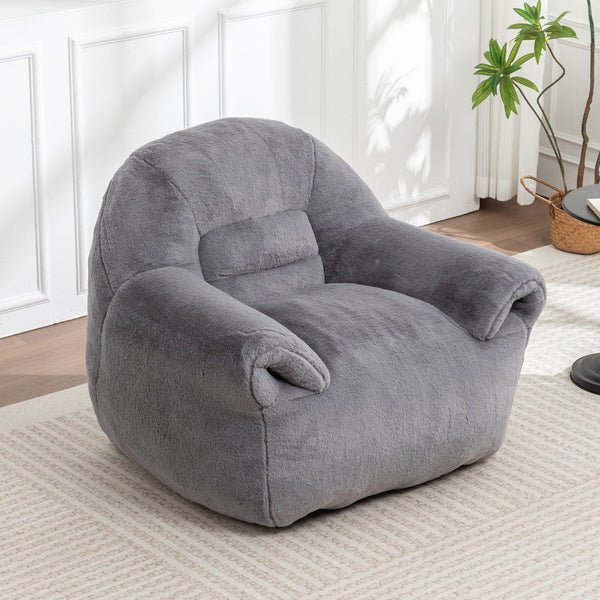 English Elm Bean Bag Chair – Plush Faux Fur Floor Sofa With Back Support For Ultimate Comfort In Any Room W2200P326889