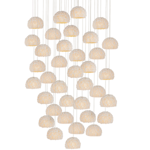 Virtu Round Multi-Drop Pendant Light – Handcrafted Clamrose Shells for Nature-Inspired Elegance