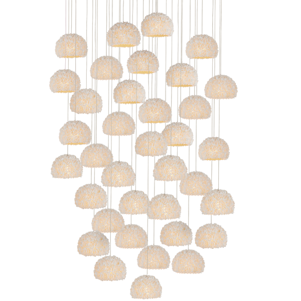 Virtu Round Multi-Drop Pendant Light – Handcrafted Clamrose Shells for Nature-Inspired Elegance