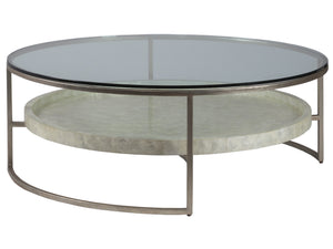 Lexington Artistica Home Cumulus Capiz Cocktail Table - Stunning Artistry With Unique Shell Shelf And Elegant Glass Top Design Champagne Wood 2156-941c