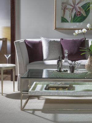 Lexington Artistica Home Cumulus Capiz Cocktail Table - Stunning Artistry With Unique Shell Shelf And Elegant Glass Top Design Champagne Wood 2156-949c