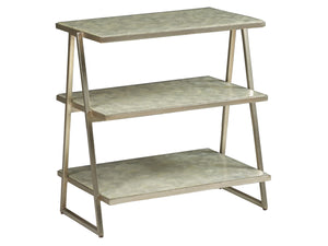 Lexington Artistica Home Cumulus Capiz Tier Table - Stunning Mixed Media Design With Glistening Shells And Glass Top Champagne Wood 2156-958