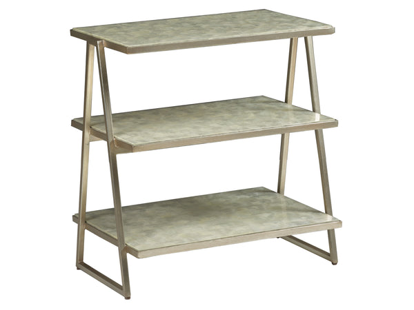 Lexington Artistica Home Cumulus Capiz Tier Table - Stunning Mixed Media Design With Glistening Shells And Glass Top Champagne Wood 2156-958