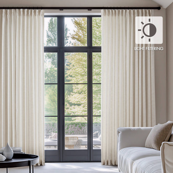 English Elm 2-piece Pinch Pleat Poly Linen Curtain Panels Tailored Formal Drape for Any Room Ivory B035P482983