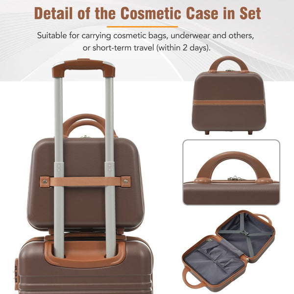 English Elm Hardshell Abs Spinner Luggage Set Four Piece Expandable Tsa Lock Travel Suitcases Brown N732P170218O