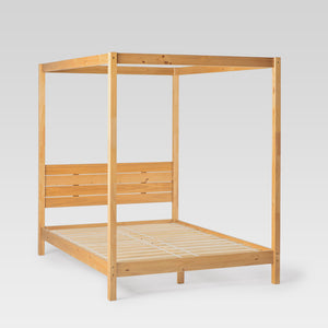 Isla Queen Canopy Bed Frame - Modern Minimalist Boho Design with Durable Solid Wood Construction