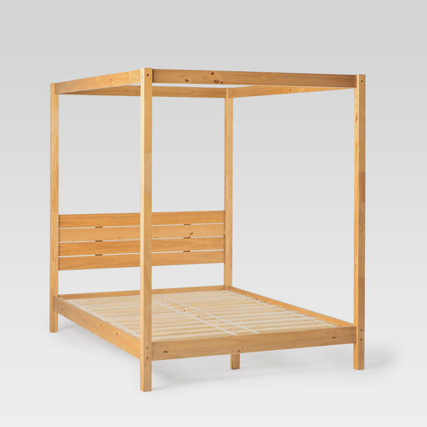 Isla Queen Canopy Bed Frame - Modern Minimalist Boho Design with Durable Solid Wood Construction