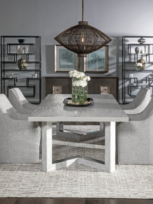 Lexington Artistica Home Heller Rectangular Dining Table - Artisan Crafted Mahogany & Scagliola Stone Design For 8 Guests Gray Wood 2158-877c