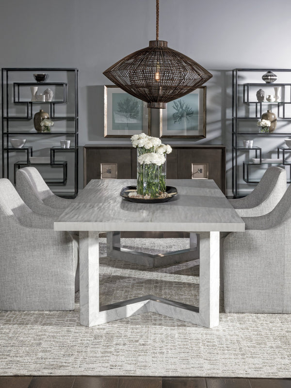 Lexington Artistica Home Heller Rectangular Dining Table - Artisan Crafted Mahogany & Scagliola Stone Design For 8 Guests Gray Wood 2158-877c