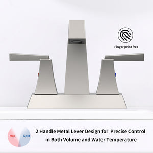 English Elm 2-Handle Bathroom Sink Faucet In Brushed Nickel - Modern Centerset Design With Pop-Up Drain & Supply Lines T3177P277476
