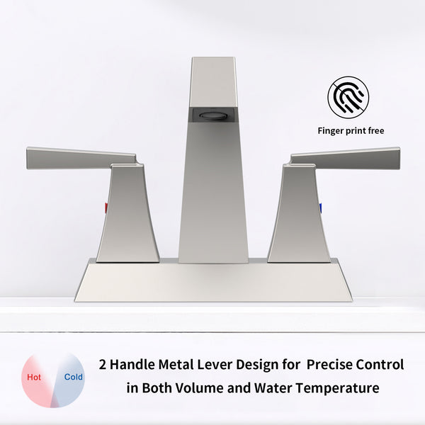 English Elm 2-Handle Bathroom Sink Faucet In Brushed Nickel - Modern Centerset Design With Pop-Up Drain & Supply Lines T3177P277476